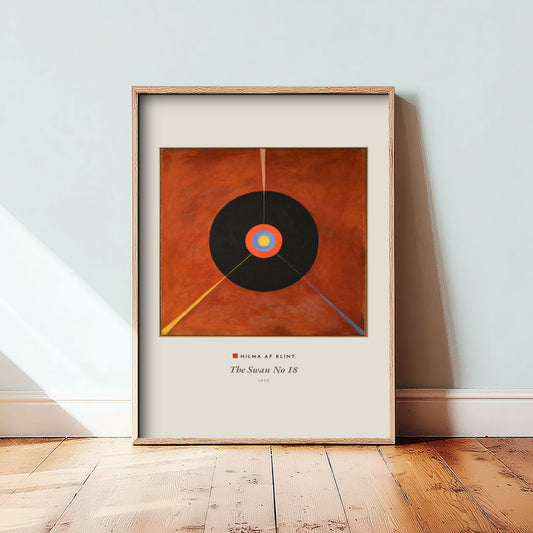 Hilma af Klint - The Swan No 18 (1915) - Classic Painting Art Print - Rust Red and Black Orb Abstract Poster