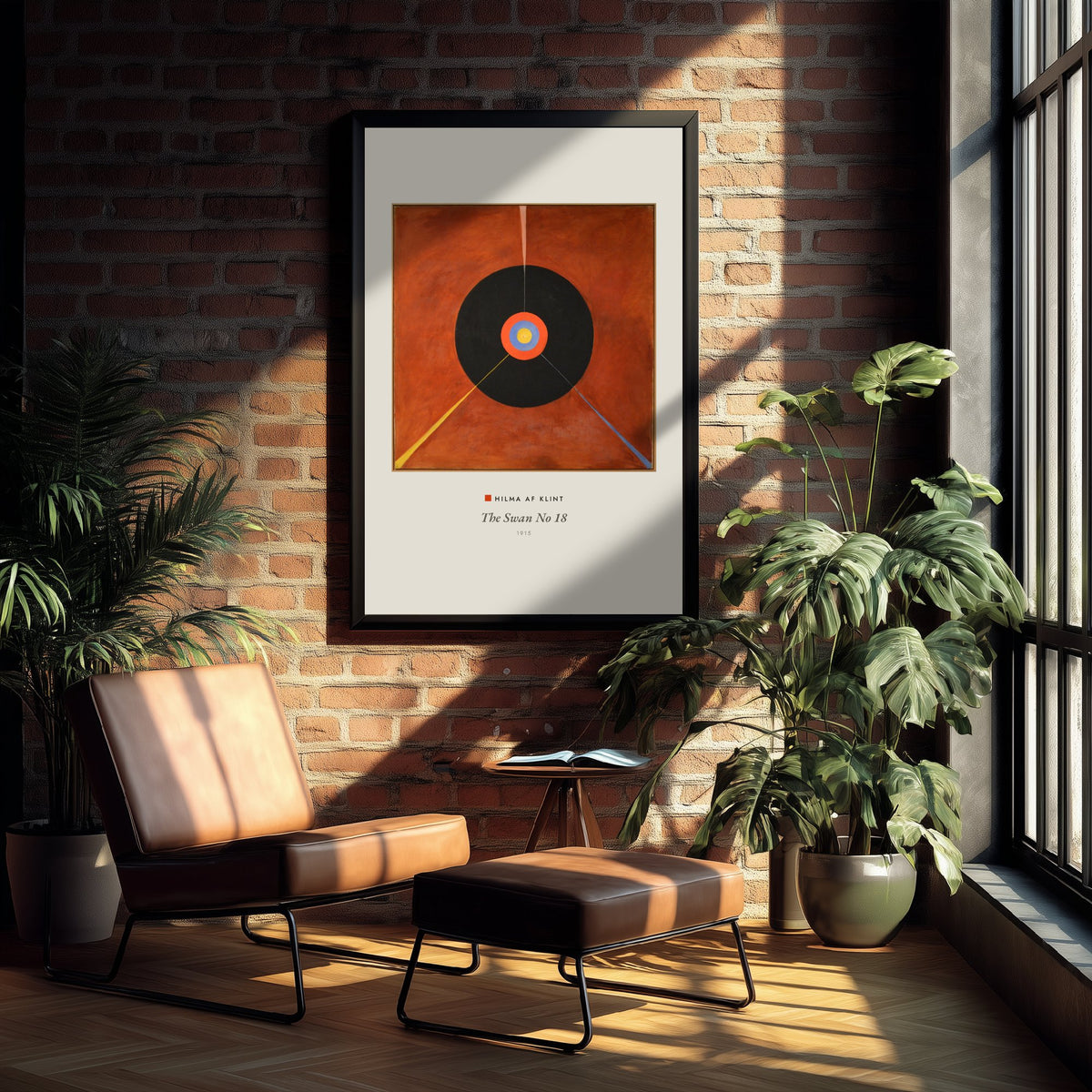 Hilma af Klint - The Swan No 18 (1915) - Classic Painting Art Print - Rust Red and Black Orb Abstract Poster