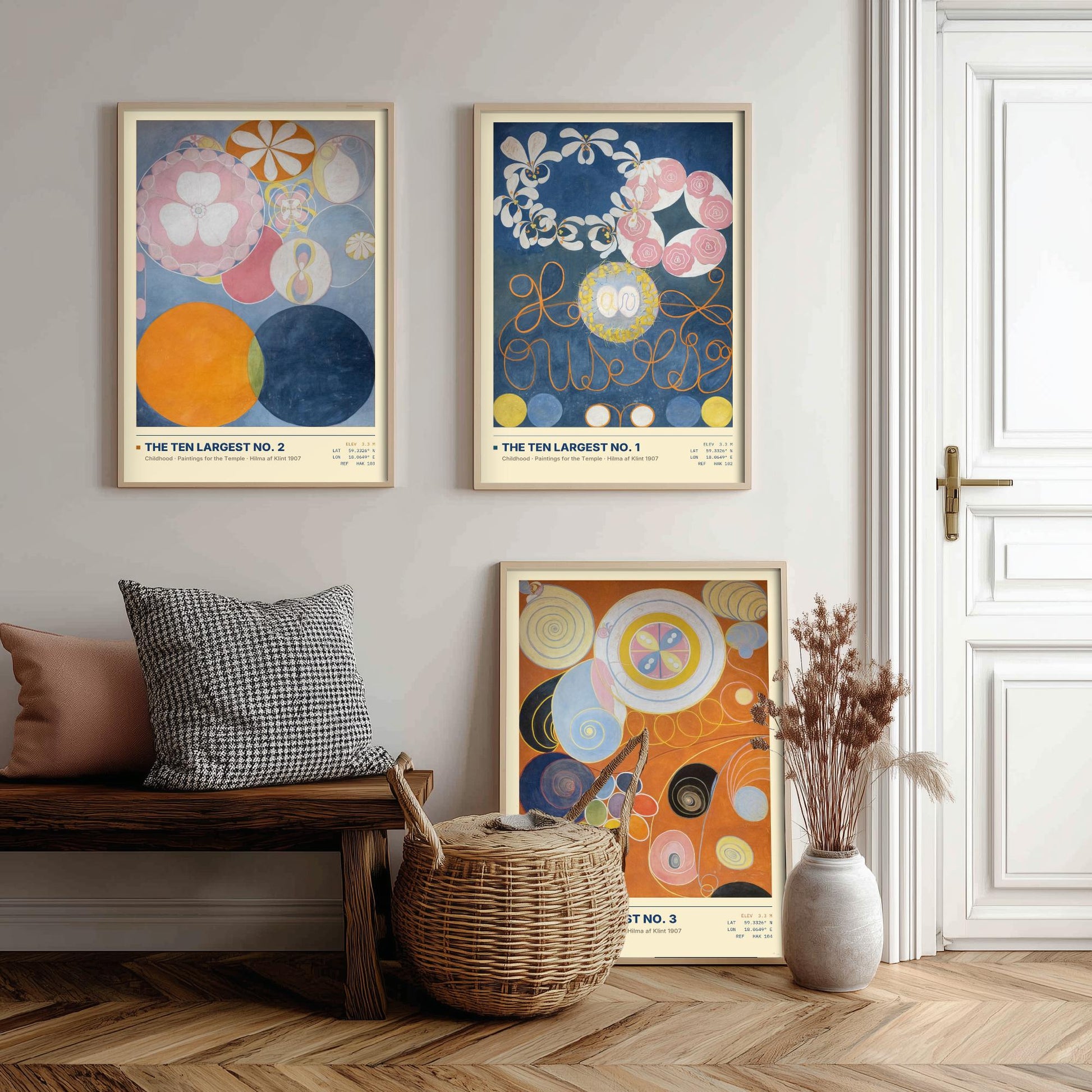 Hilma af Klint The Ten Largest Set of Three Art Prints - Nos 1, 2 and 3 Childhood Youth - Abstract Floral Poster Painting
