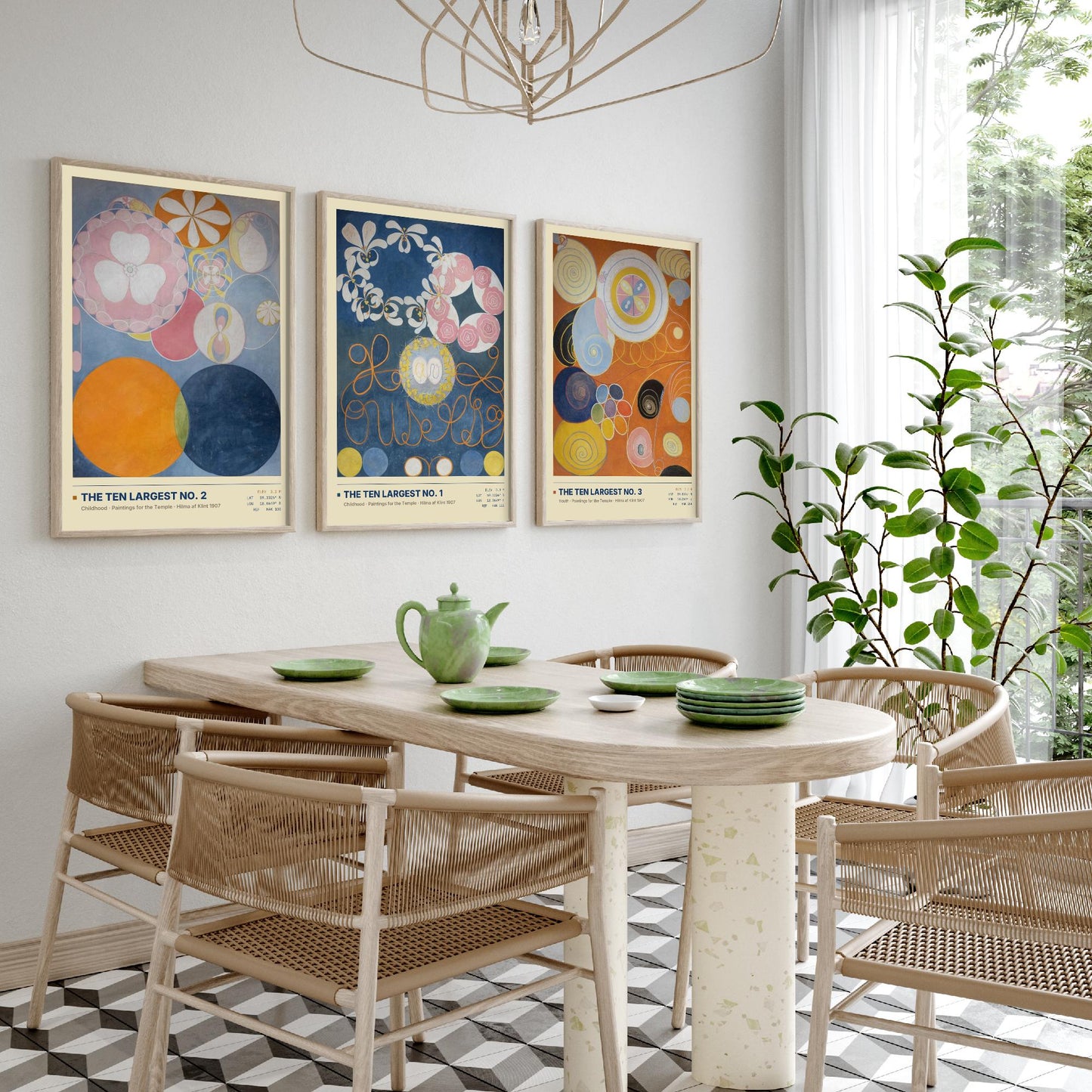Hilma af Klint The Ten Largest Set of Three Art Prints - Nos 1, 2 and 3 Childhood Youth - Abstract Floral Poster Painting