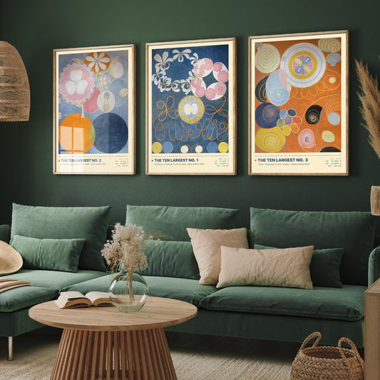 Hilma af Klint The Ten Largest Set of Three Art Prints - Nos 1, 2 and 3 Childhood Youth - Abstract Floral Poster Painting