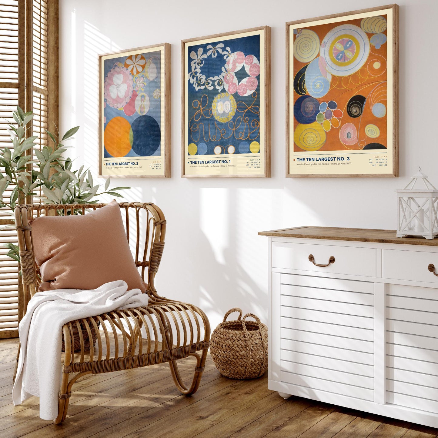 Hilma af Klint The Ten Largest Set of Three Art Prints - Nos 1, 2 and 3 Childhood Youth - Abstract Floral Poster Painting