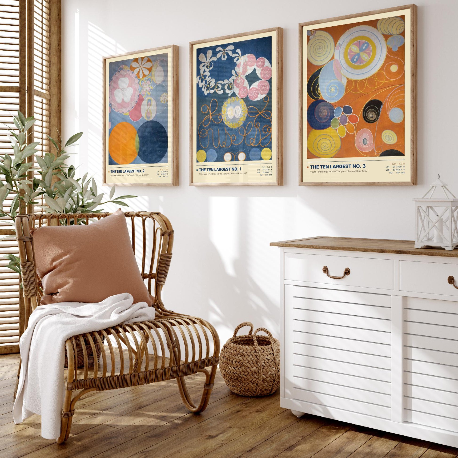 Hilma af Klint The Ten Largest Set of Three Art Prints - Nos 1, 2 and 3 Childhood Youth - Abstract Floral Poster Painting