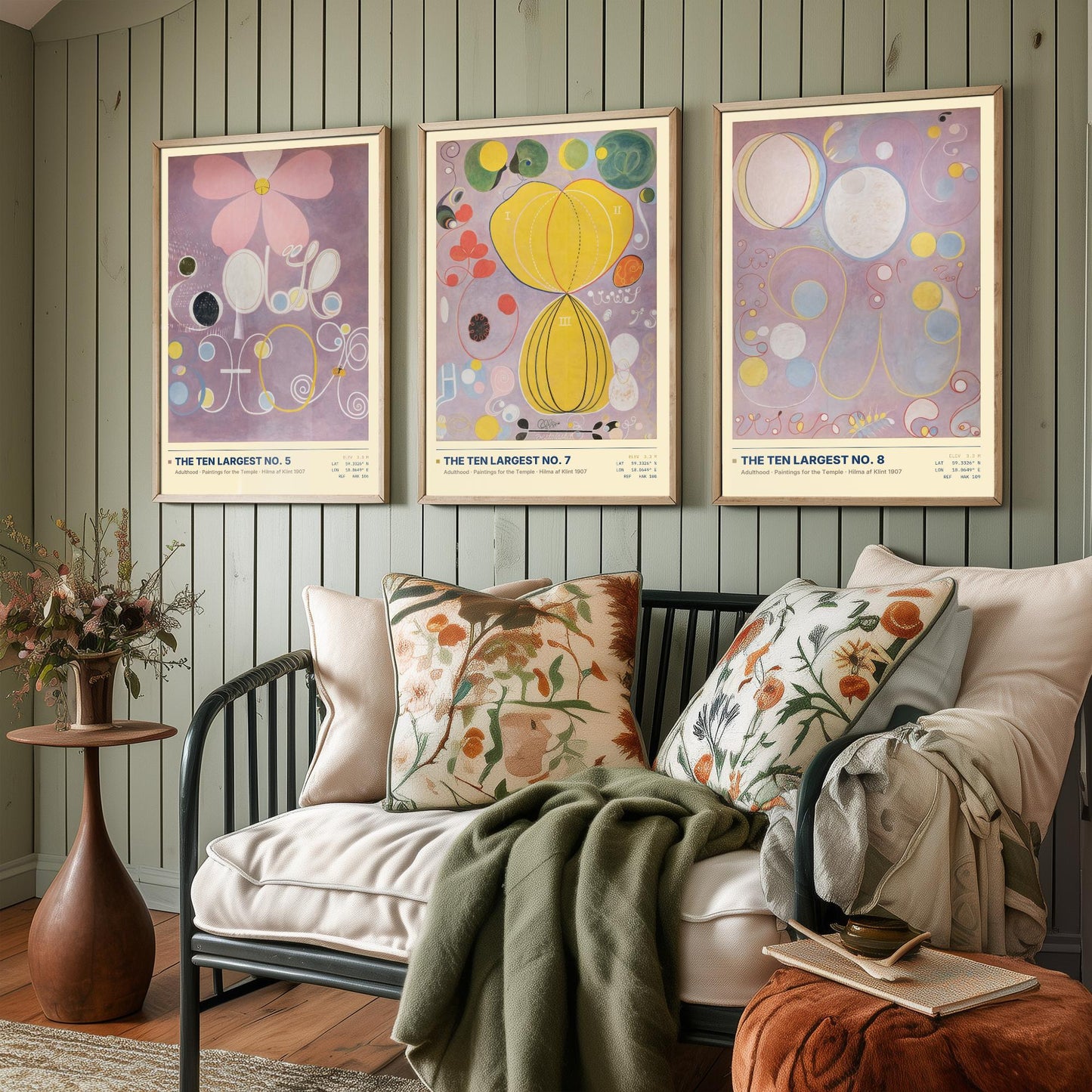 Hilma af Klint The Ten Largest Set of Three Art Prints - Nos 5, 7 and 8 Adulthood - Abstract Floral Poster Painting