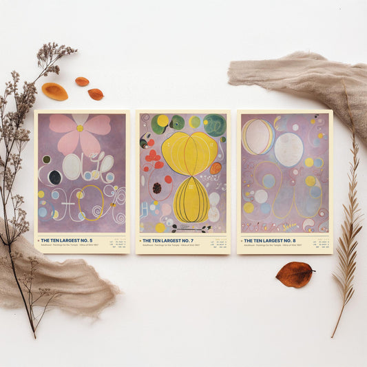 Hilma af Klint The Ten Largest Set of Three Art Prints - Nos 5, 7 and 8 Adulthood - Abstract Floral Poster Painting