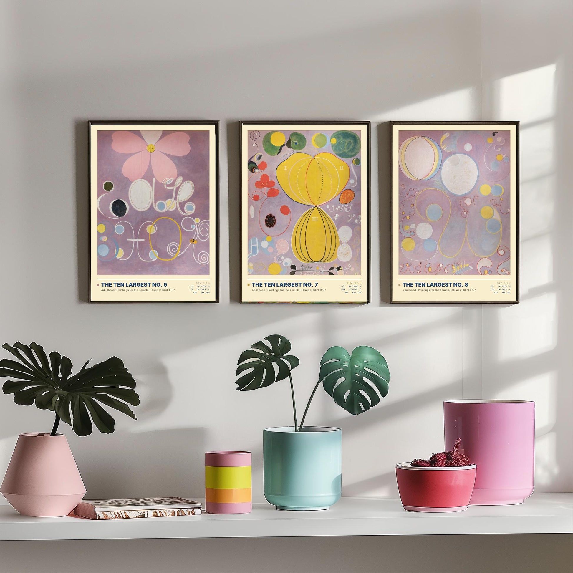 Hilma af Klint The Ten Largest Set of Three Art Prints - Nos 5, 7 and 8 Adulthood - Abstract Floral Poster Painting