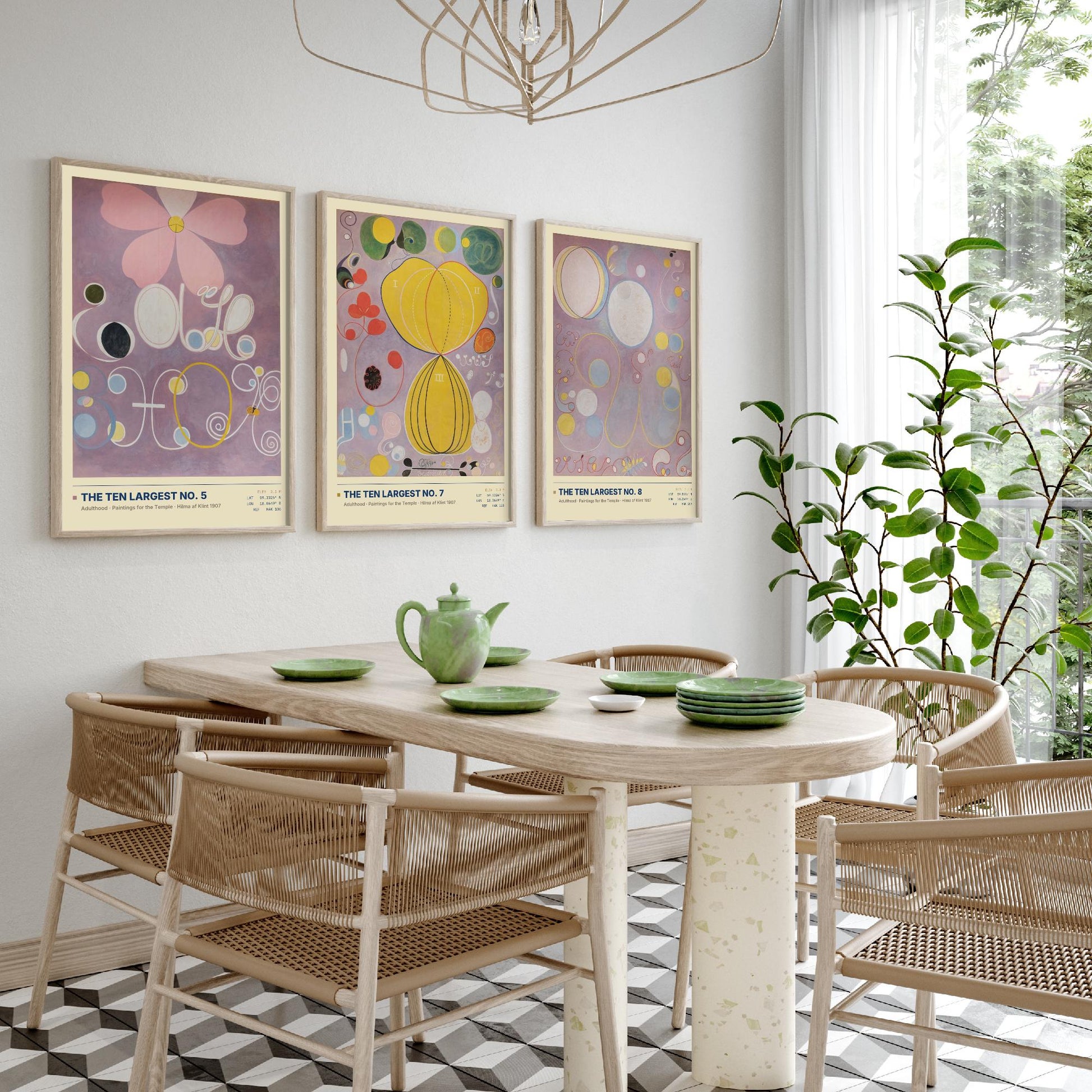 Hilma af Klint The Ten Largest Set of Three Art Prints - Nos 5, 7 and 8 Adulthood - Abstract Floral Poster Painting