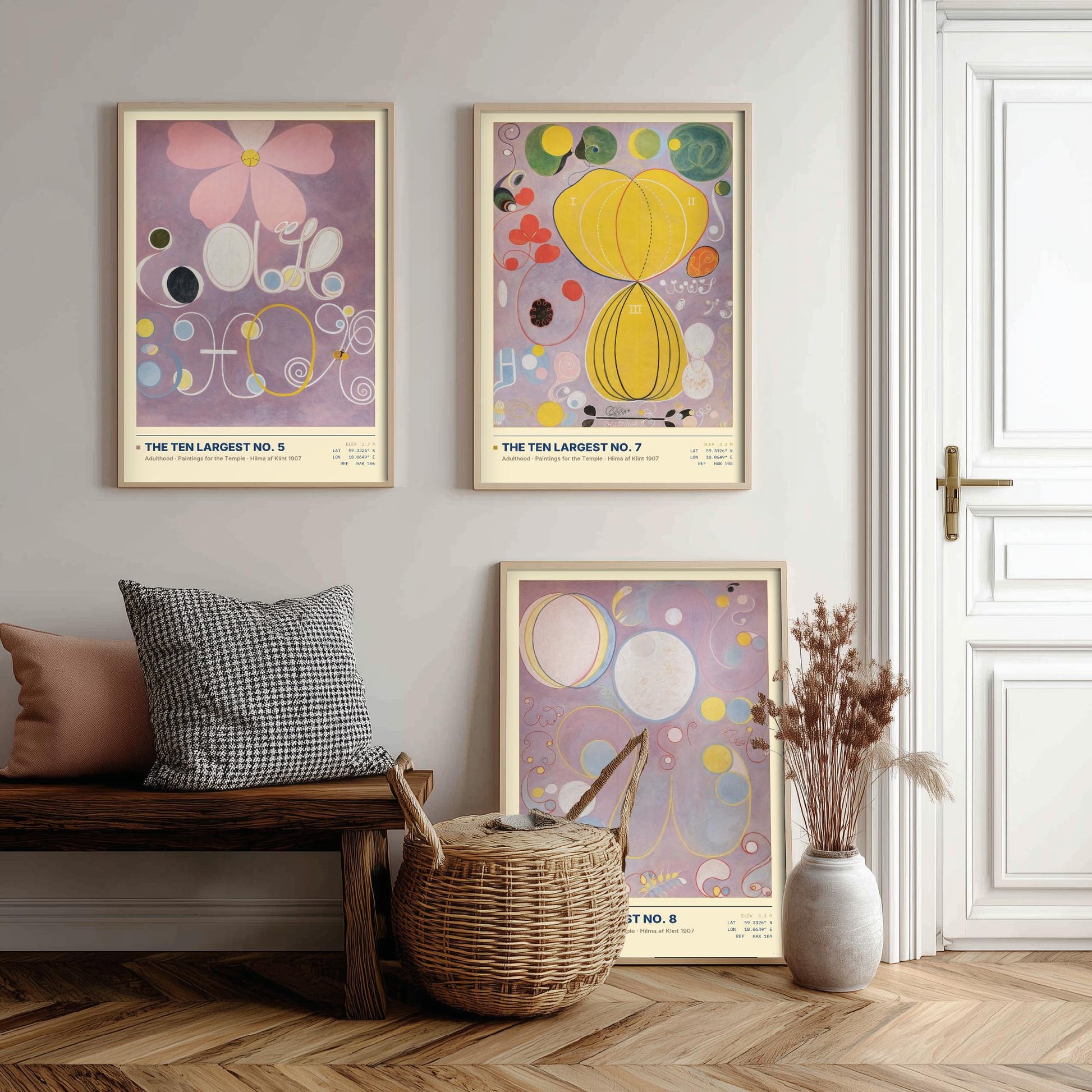 Hilma af Klint The Ten Largest Set of Three Art Prints - Nos 5, 7 and 8 Adulthood - Abstract Floral Poster Painting