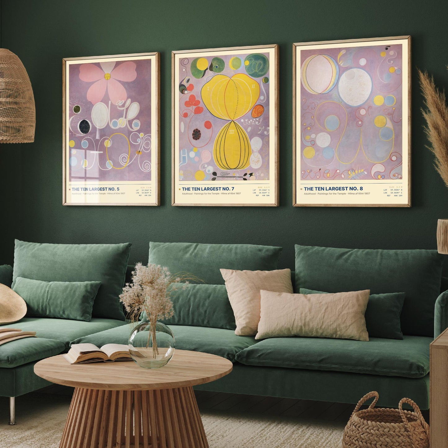 Hilma af Klint The Ten Largest Set of Three Art Prints - Nos 5, 7 and 8 Adulthood - Abstract Floral Poster Painting