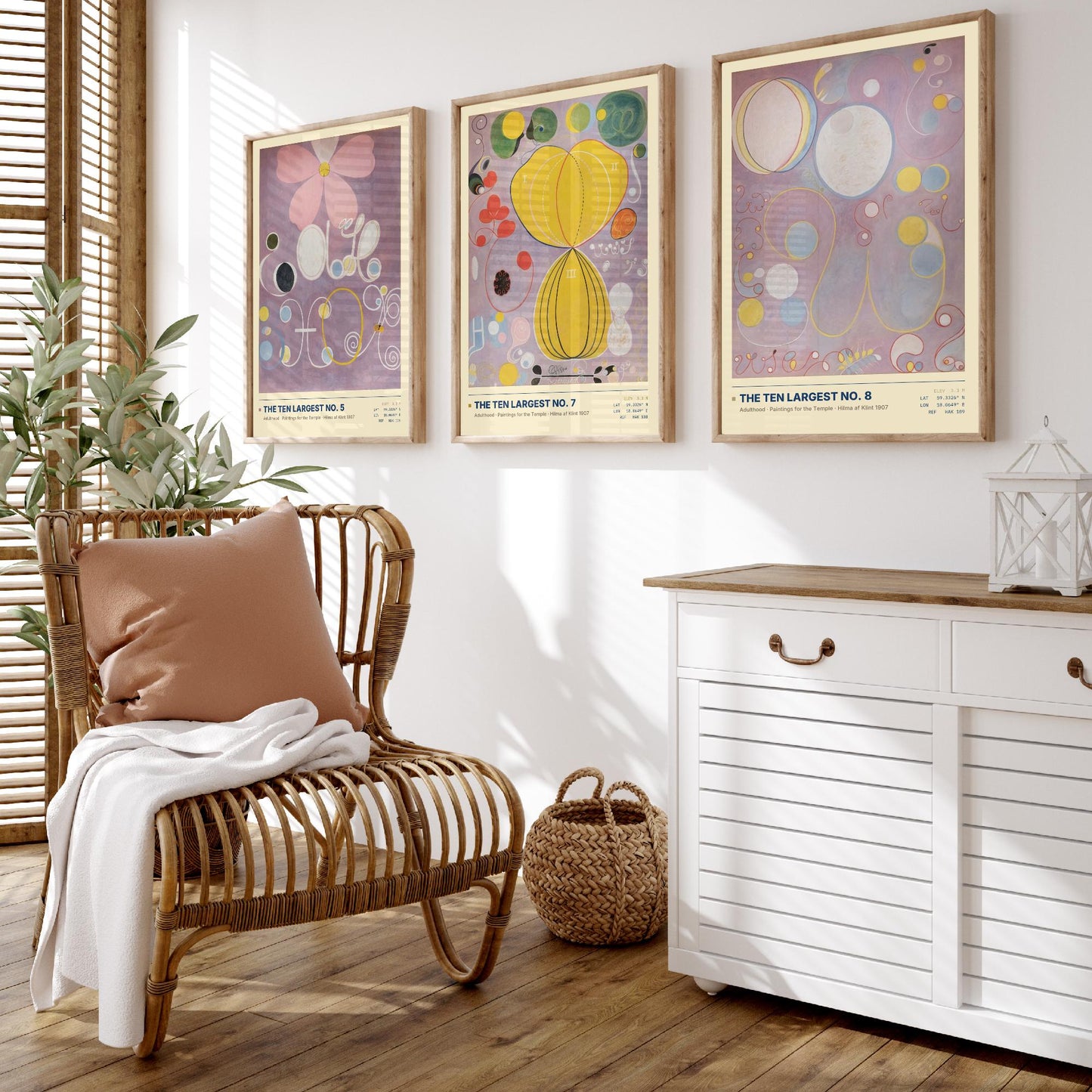 Hilma af Klint The Ten Largest Set of Three Art Prints - Nos 5, 7 and 8 Adulthood - Abstract Floral Poster Painting