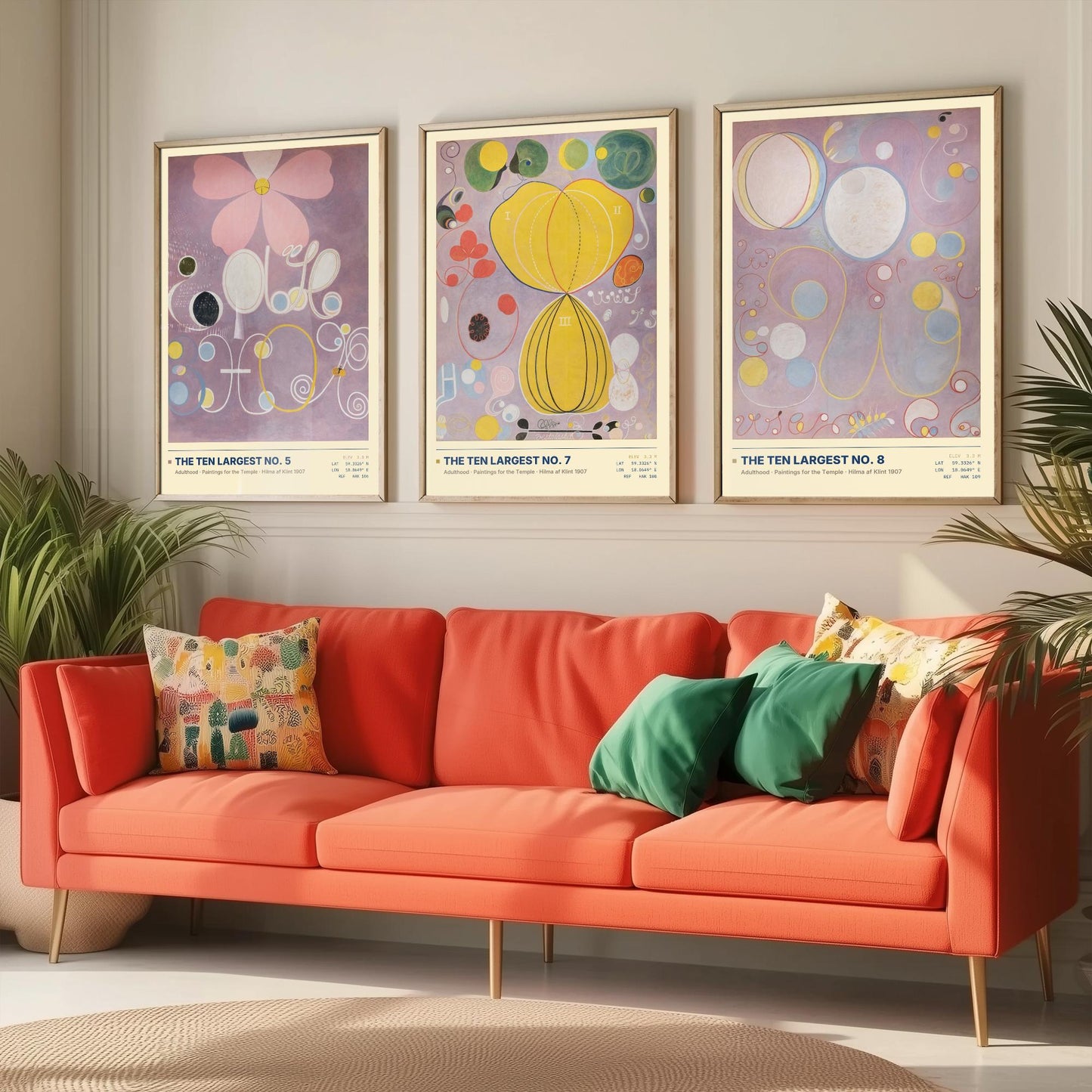 Hilma af Klint The Ten Largest Set of Three Art Prints - Nos 5, 7 and 8 Adulthood - Abstract Floral Poster Painting