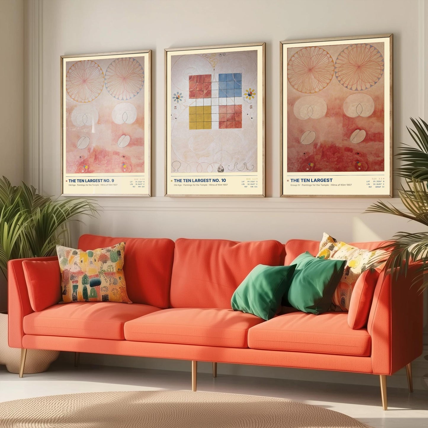 Hilma af Klint The Ten Largest Set of Three Art Prints - Old Age No 9 and No 10 - Abstract Floral Poster Painting Giclee
