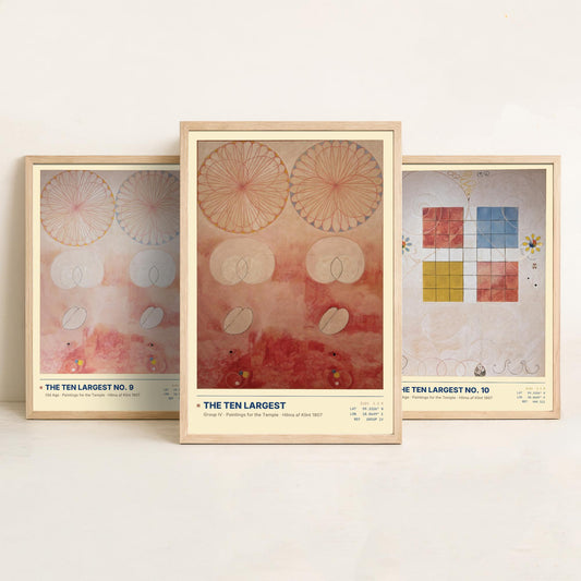 Hilma af Klint The Ten Largest Set of Three Art Prints - Old Age No 9 and No 10 - Abstract Floral Poster Painting Giclee