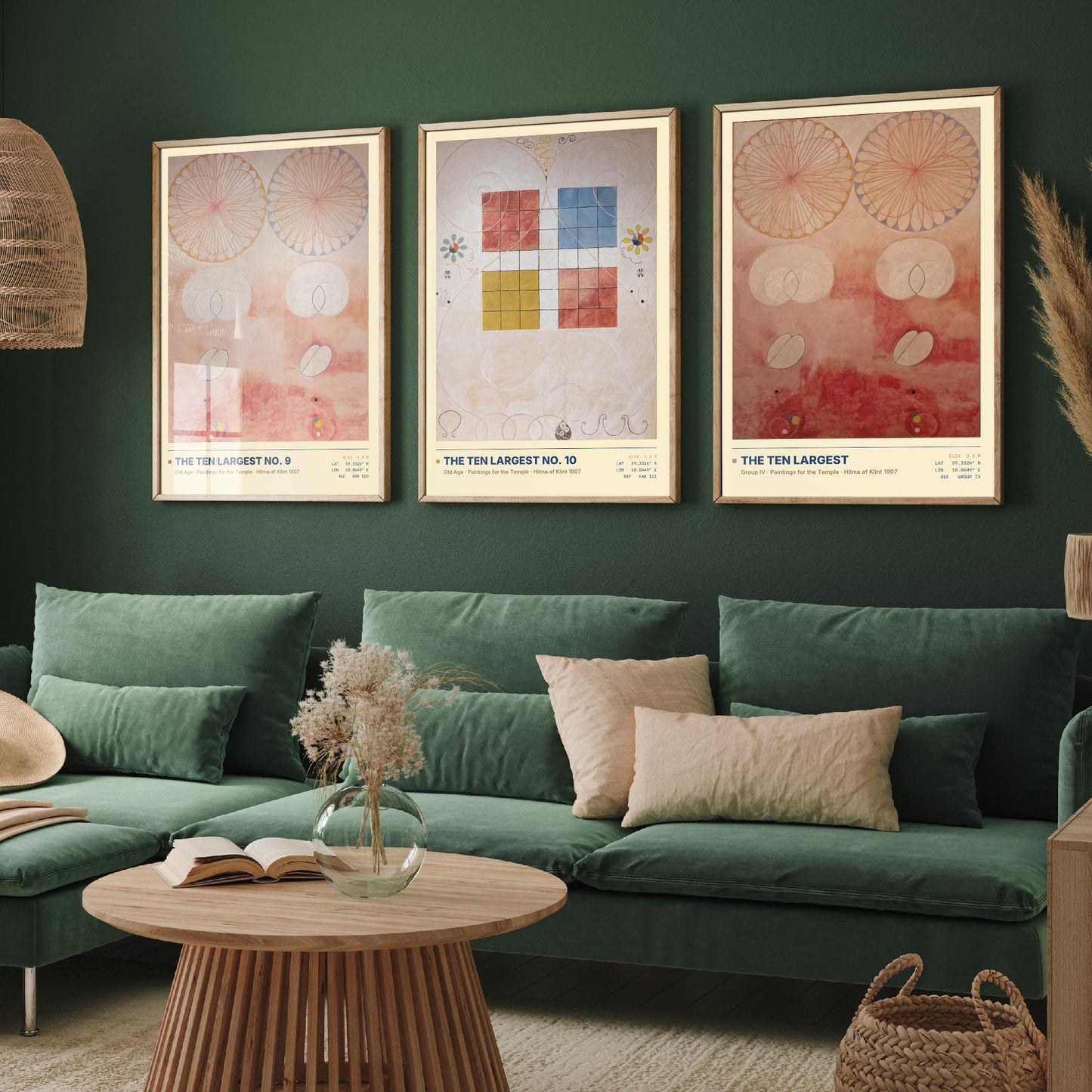 Hilma af Klint The Ten Largest Set of Three Art Prints - Old Age No 9 and No 10 - Abstract Floral Poster Painting Giclee