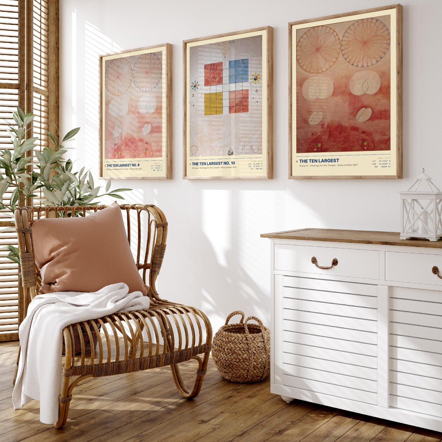 Hilma af Klint The Ten Largest Set of Three Art Prints - Old Age No 9 and No 10 - Abstract Floral Poster Painting Giclee