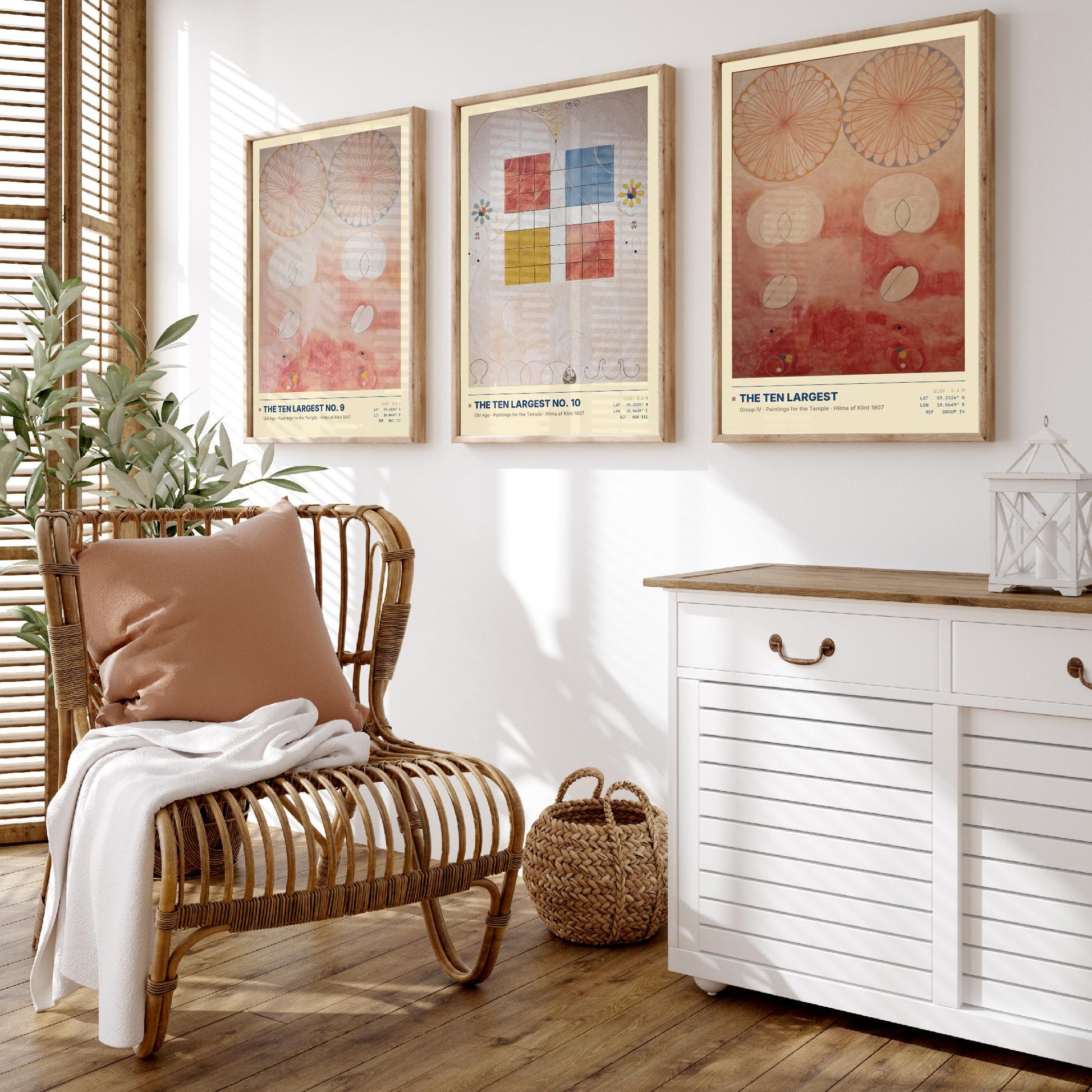 Hilma af Klint The Ten Largest Set of Three Art Prints - Old Age No 9 and No 10 - Abstract Floral Poster Painting Giclee