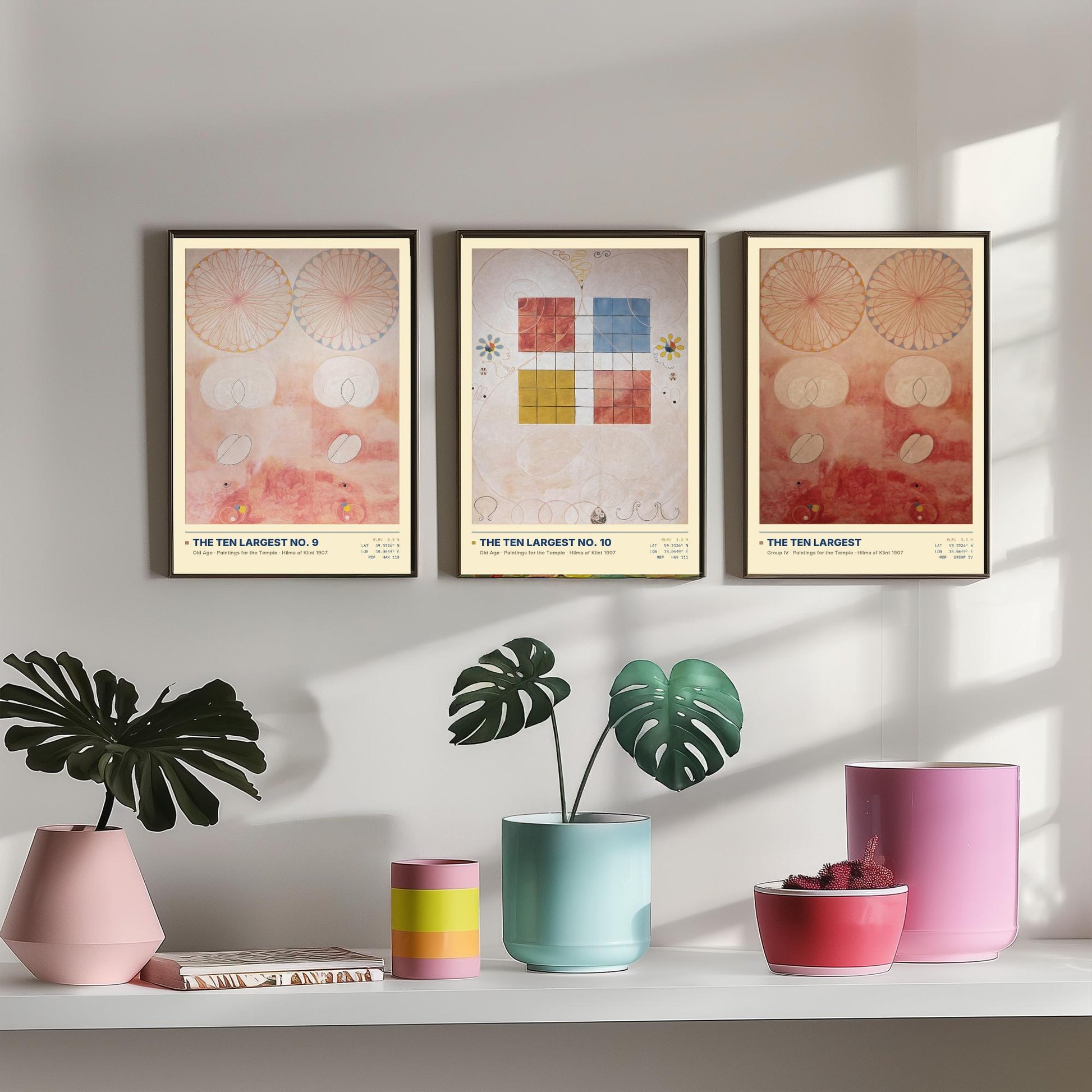 Hilma af Klint The Ten Largest Set of Three Art Prints - Old Age No 9 and No 10 - Abstract Floral Poster Painting Giclee