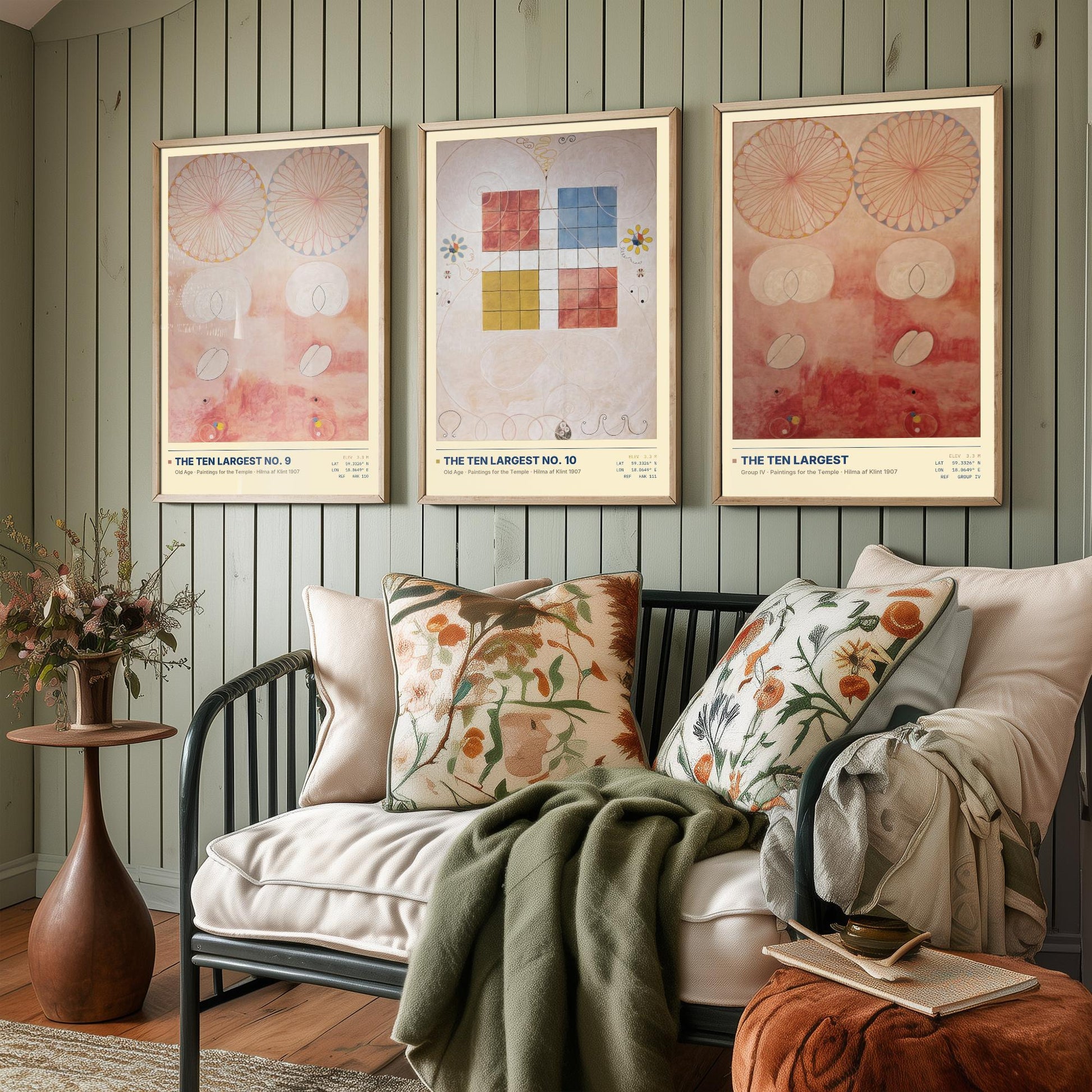 Hilma af Klint The Ten Largest Set of Three Art Prints - Old Age No 9 and No 10 - Abstract Floral Poster Painting Giclee