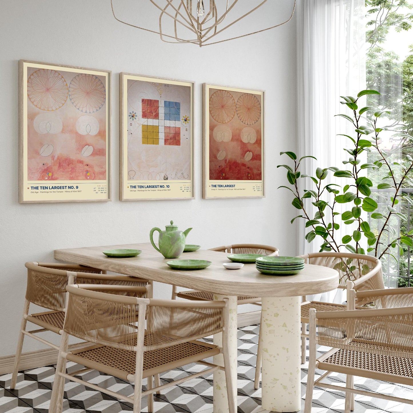 Hilma af Klint The Ten Largest Set of Three Art Prints - Old Age No 9 and No 10 - Abstract Floral Poster Painting Giclee