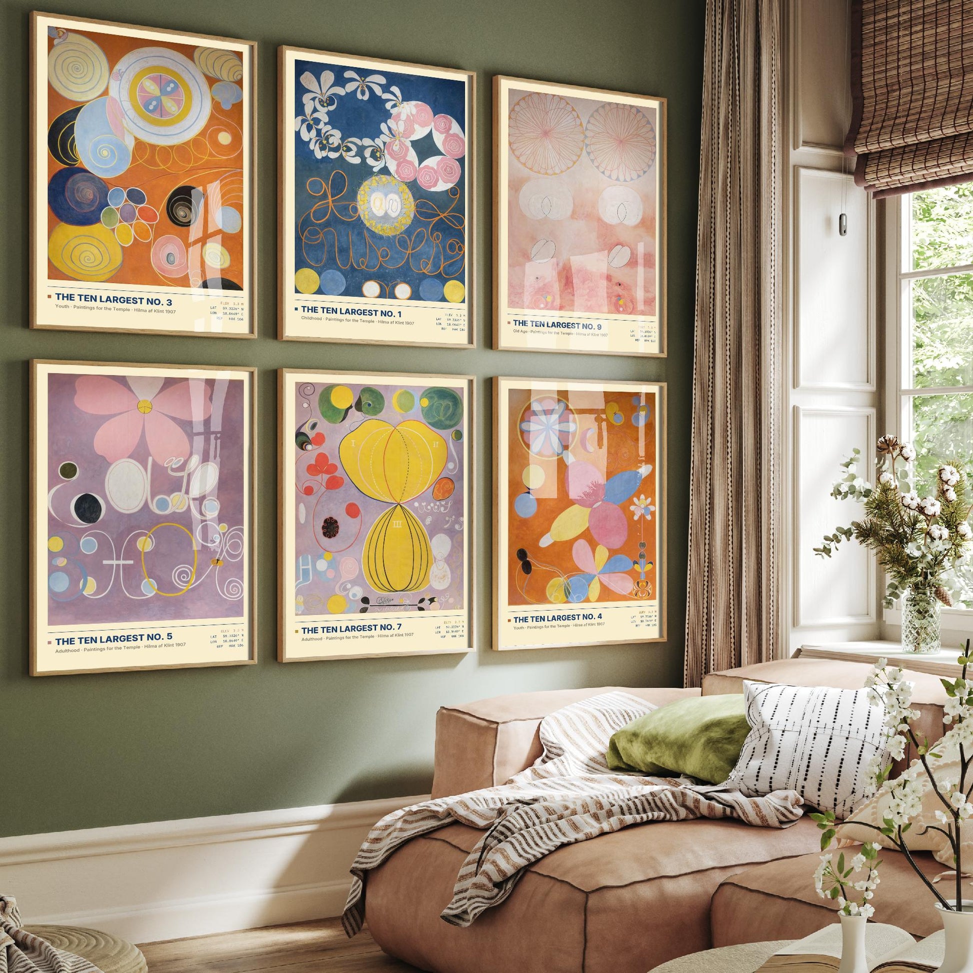 Set of Six Hilma af Klint The Ten Largest Paintings - 6 Abstract Floral Art Prints - Childhood Youth Adulthood Old Age Poster