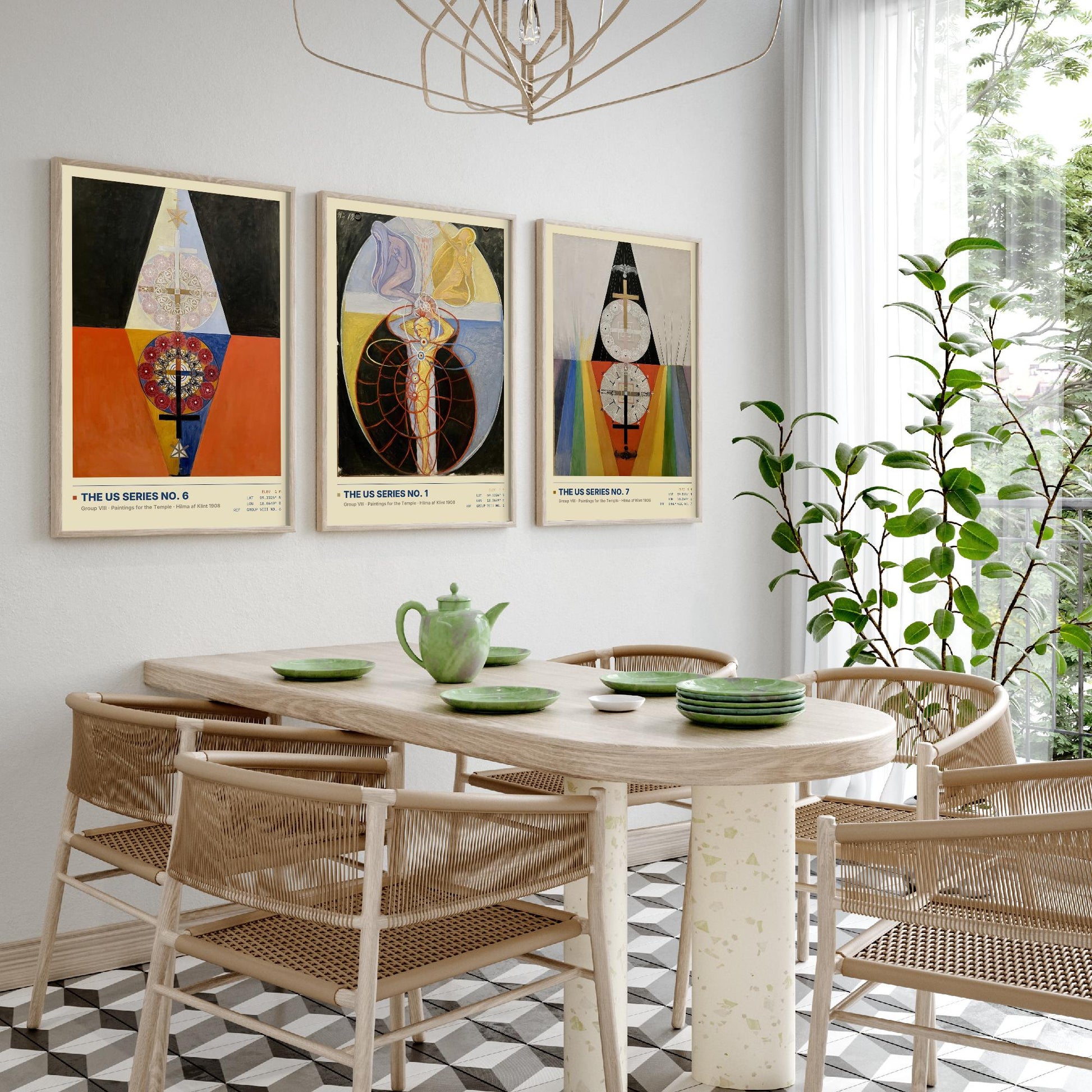 Hilma af Klint The US Series Set of Three Art Prints - No 6, No 1, No 7 - Symbolist Spiritual Poster Painting Giclee