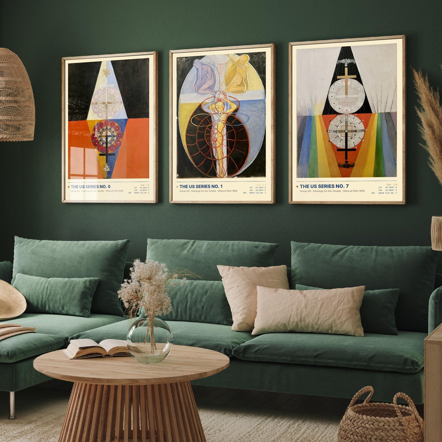 Hilma af Klint The US Series Set of Three Art Prints - No 6, No 1, No 7 - Symbolist Spiritual Poster Painting Giclee