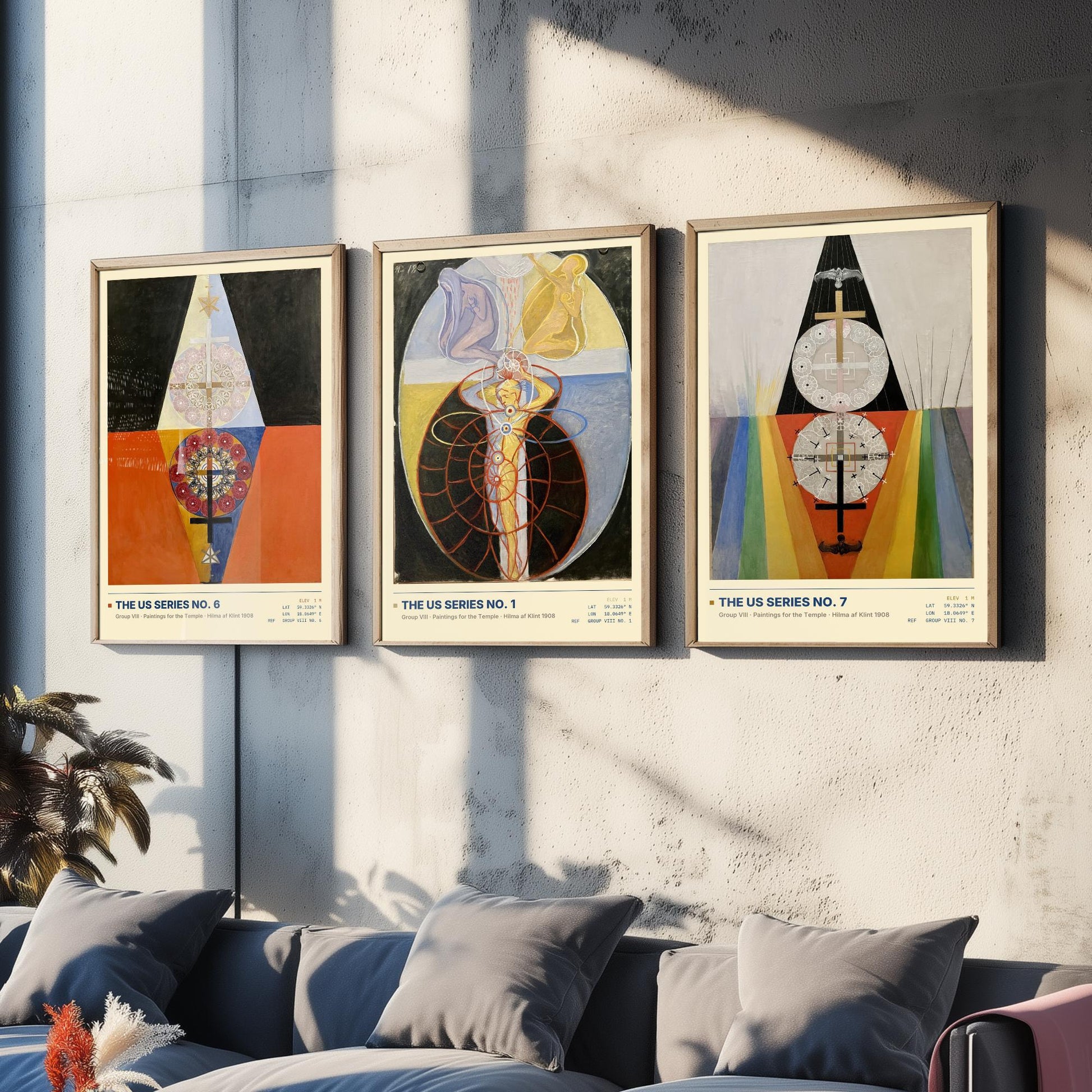 Hilma af Klint The US Series Set of Three Art Prints - No 6, No 1, No 7 - Symbolist Spiritual Poster Painting Giclee