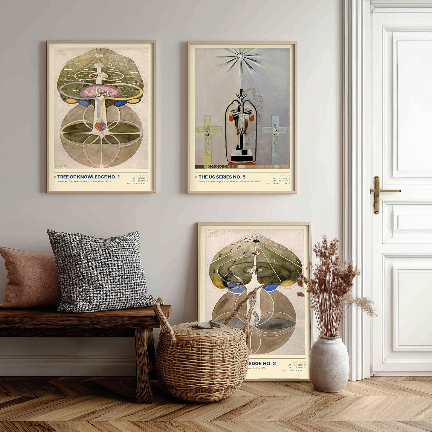 Hilma af Klint Set of Three Art Prints - Tree of Knowledge No 1, No 2 and US Series No 5 - Spiritual Poster Watercolour Painting