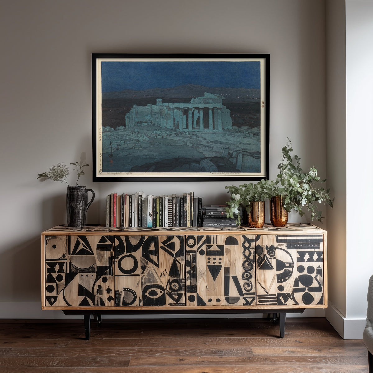 Hiroshi Yoshida - Acropolis of Athens Night (1925) - Japanese Woodblock Art Print - Ukiyo-e Poster - Moonlit Ruins