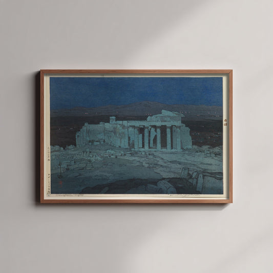 Hiroshi Yoshida - Acropolis of Athens Night (1925) - Japanese Woodblock Art Print - Ukiyo-e Poster - Moonlit Ruins