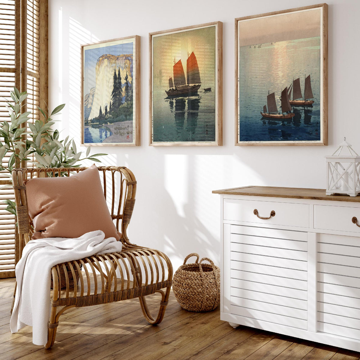 Hiroshi Yoshida Set of Three Art Prints - El Capitan Sailing Boats Sea - 3 Woodblock Posters - Japanese Illustration Wall Art Gift Ocean