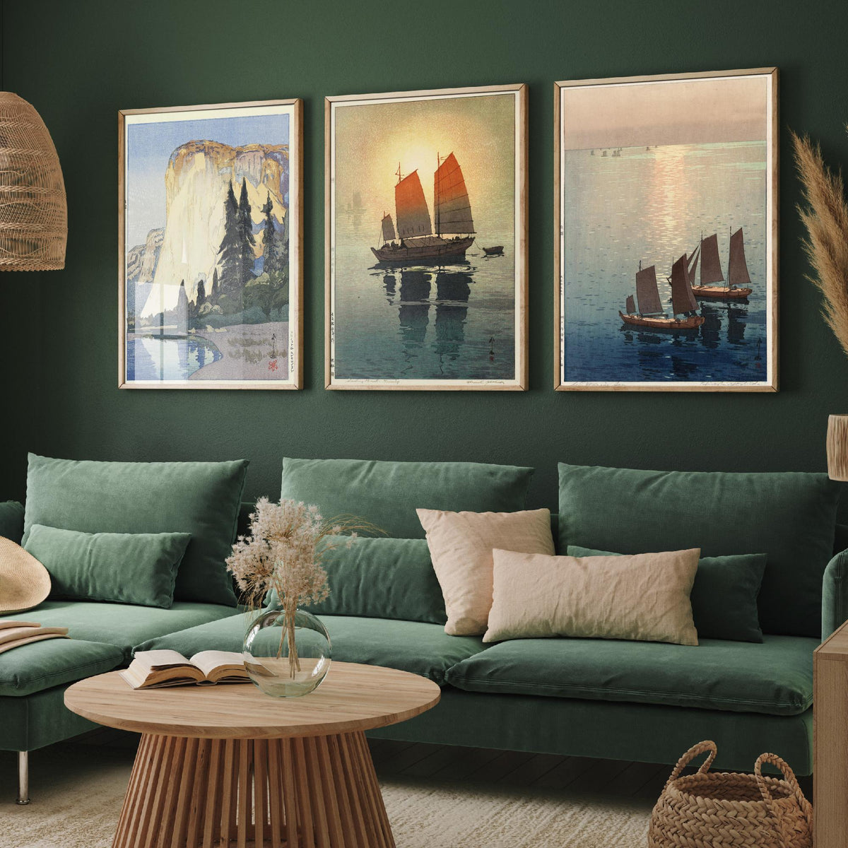 Hiroshi Yoshida Set of Three Art Prints - El Capitan Sailing Boats Sea - 3 Woodblock Posters - Japanese Illustration Wall Art Gift Ocean