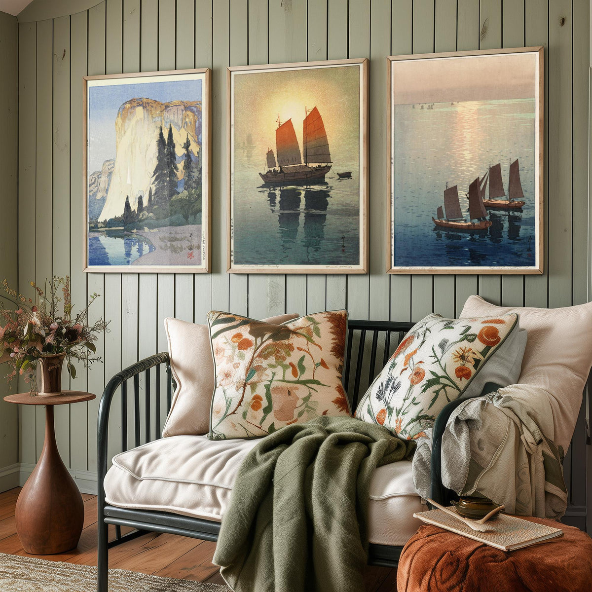 Hiroshi Yoshida Set of Three Art Prints - El Capitan Sailing Boats Sea - 3 Woodblock Posters - Japanese Illustration Wall Art Gift Ocean