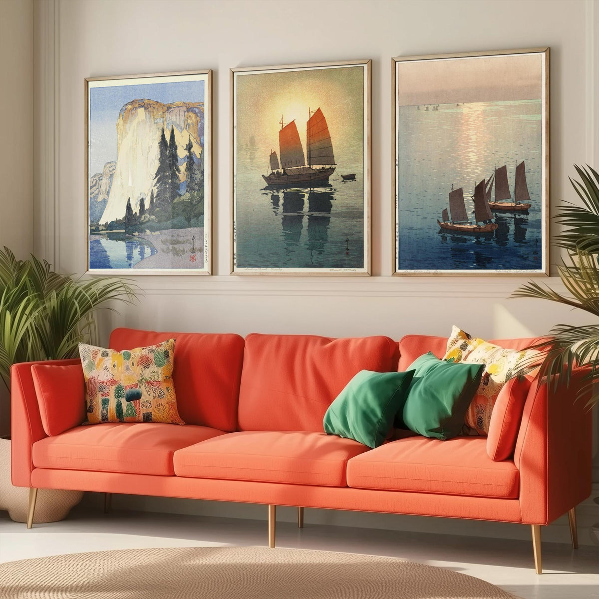 Hiroshi Yoshida Set of Three Art Prints - El Capitan Sailing Boats Sea - 3 Woodblock Posters - Japanese Illustration Wall Art Gift Ocean