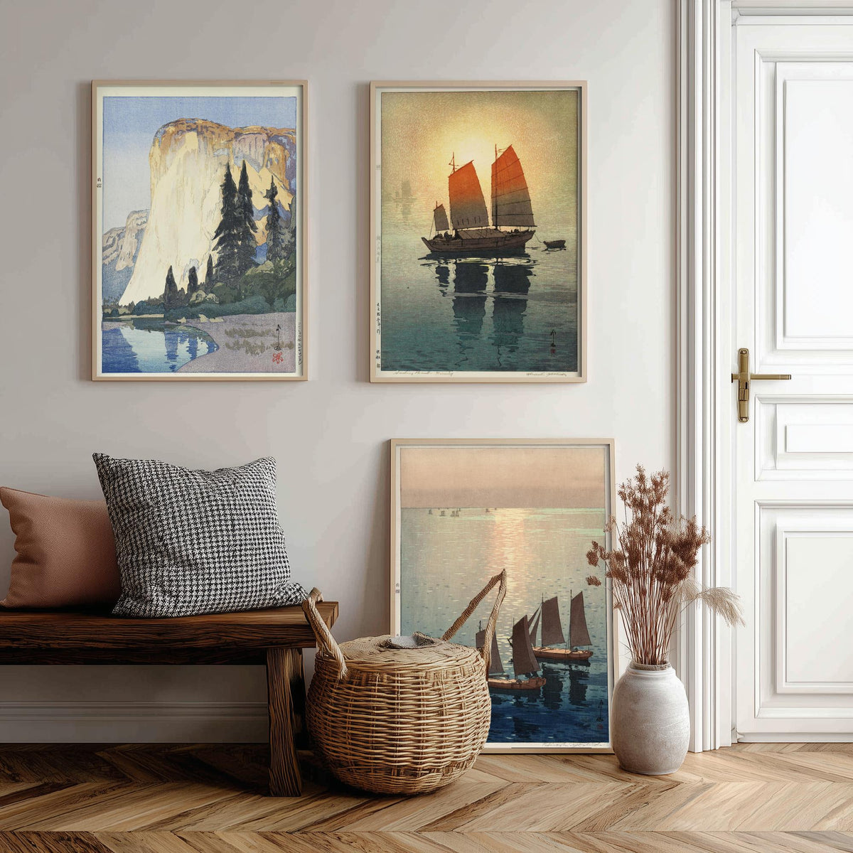 Hiroshi Yoshida Set of Three Art Prints - El Capitan Sailing Boats Sea - 3 Woodblock Posters - Japanese Illustration Wall Art Gift Ocean