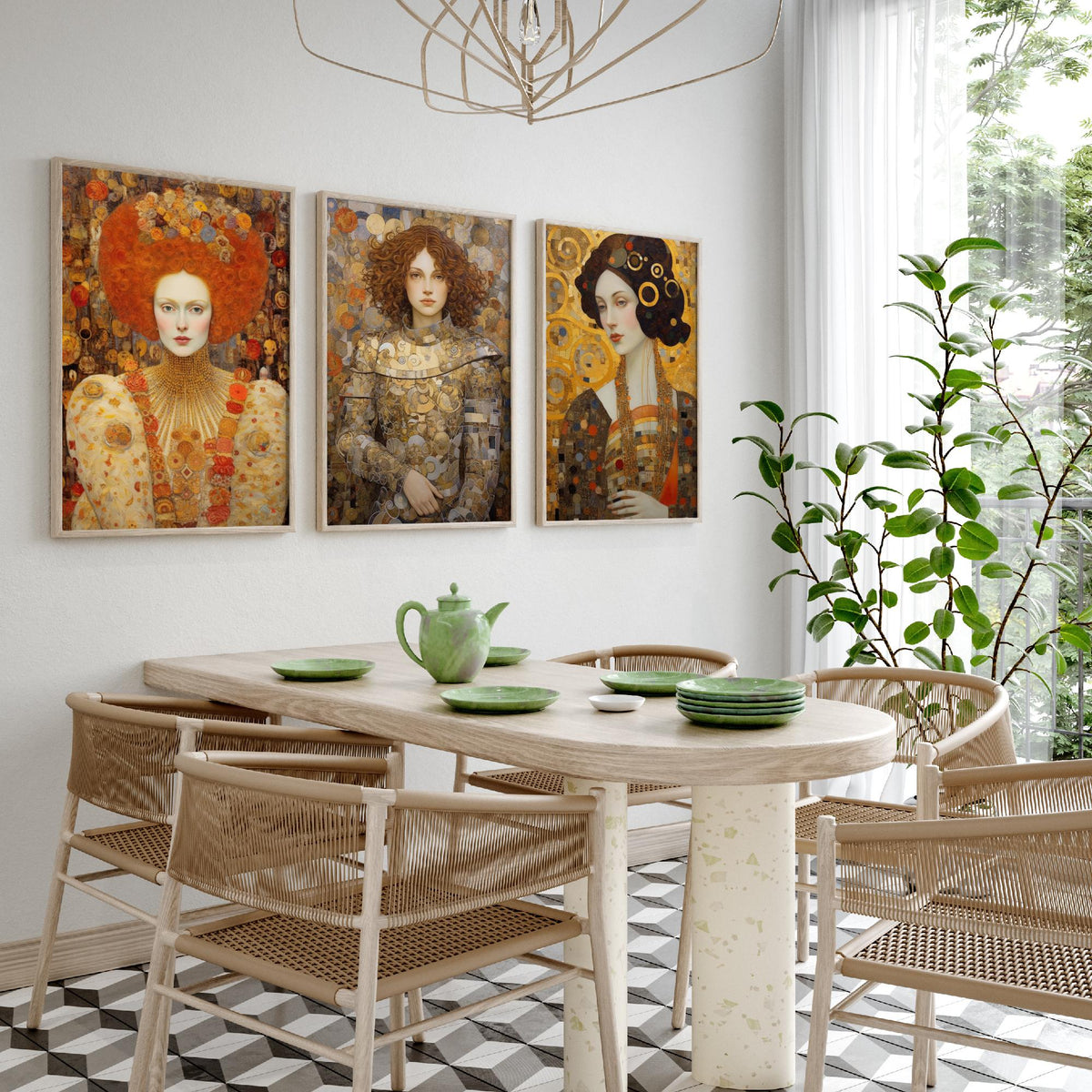 Historical Women Set of Three Art Prints - Elizabeth I, Joan of Arc, Mary II - Gilded Portrait Painting Poster