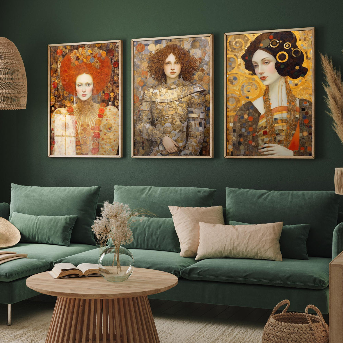 Historical Women Set of Three Art Prints - Elizabeth I, Joan of Arc, Mary II - Gilded Portrait Painting Poster
