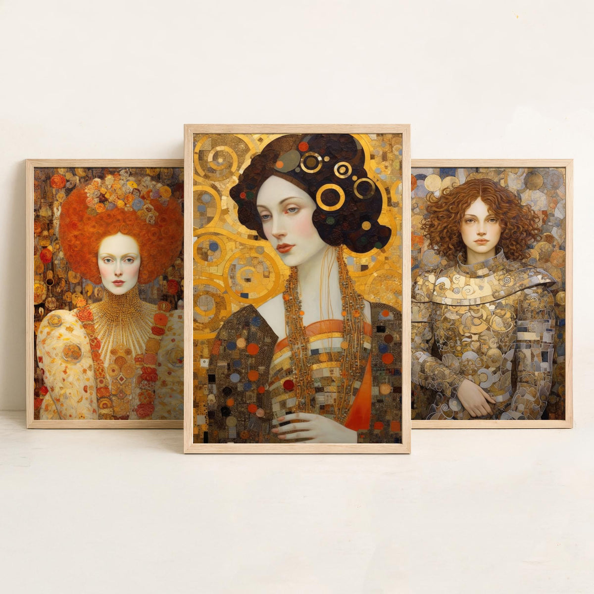 Historical Women Set of Three Art Prints - Elizabeth I, Joan of Arc, Mary II - Gilded Portrait Painting Poster
