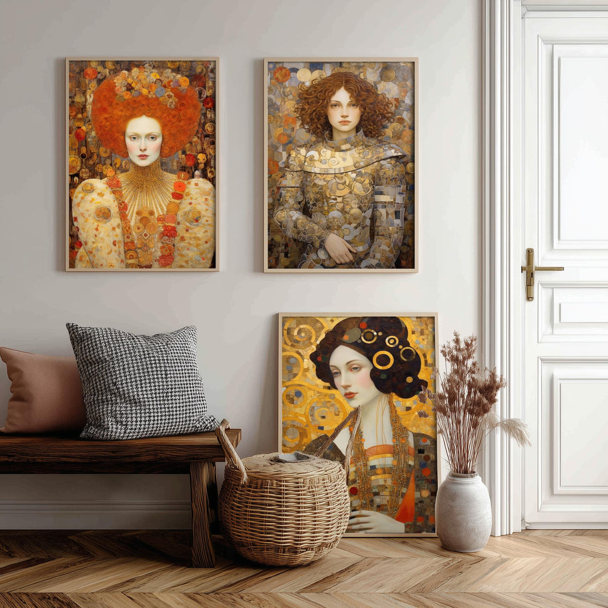 Historical Women Set of Three Art Prints - Elizabeth I, Joan of Arc, Mary II - Gilded Portrait Painting Poster