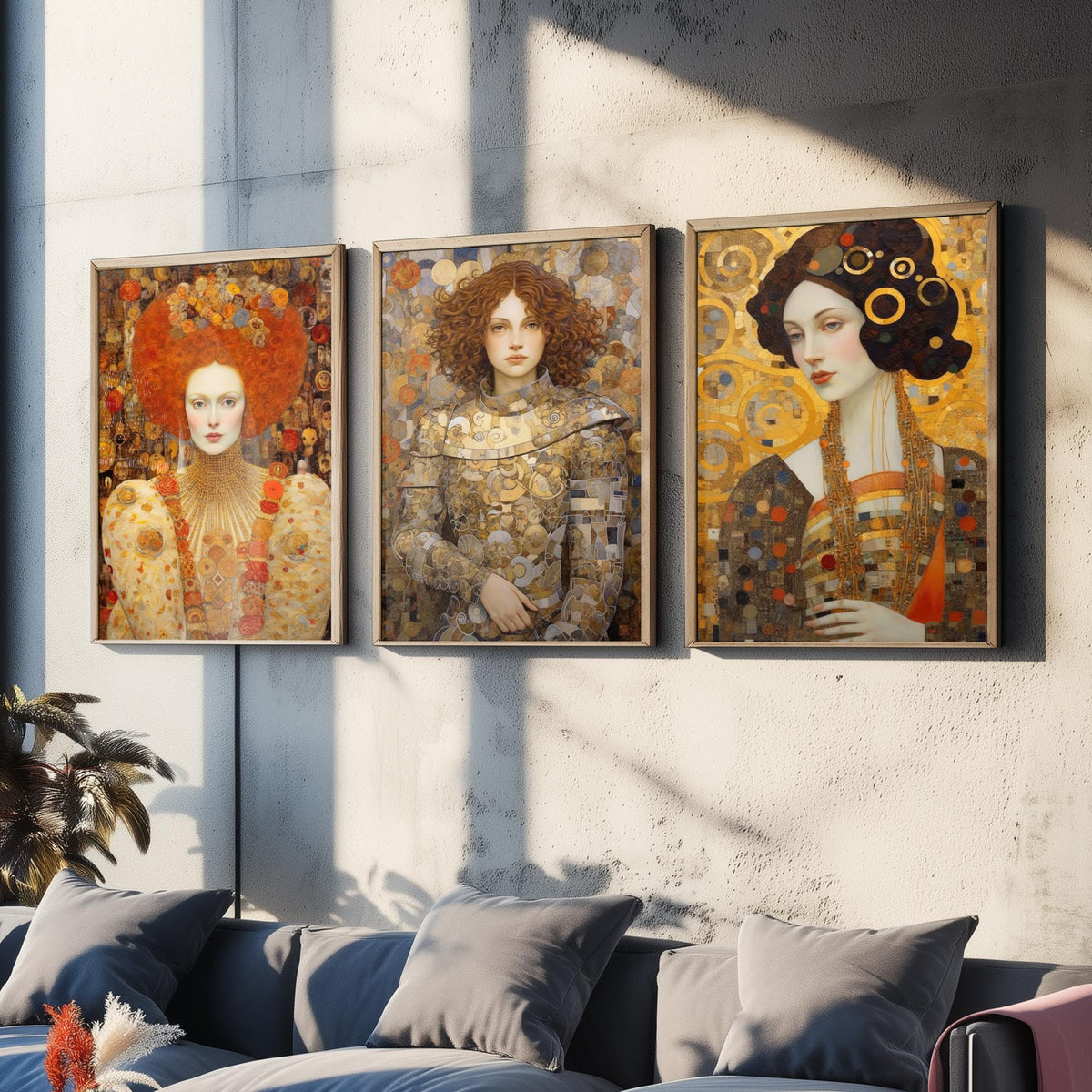 Historical Women Set of Three Art Prints - Elizabeth I, Joan of Arc, Mary II - Gilded Portrait Painting Poster