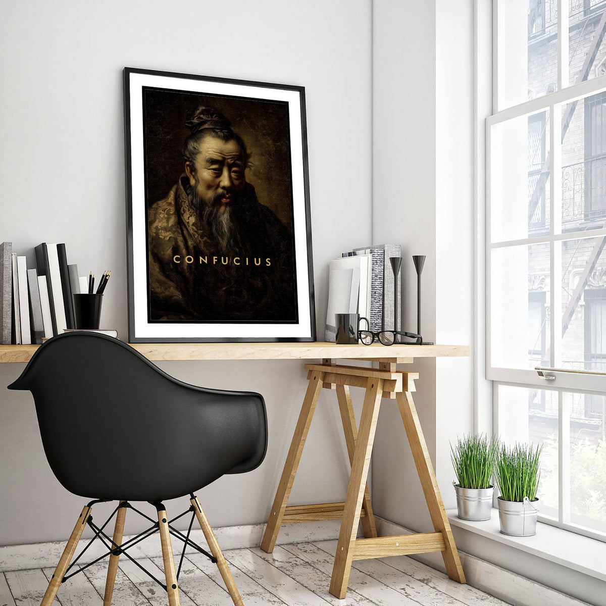 Confucius Portrait Art Print - Ancient Philosopher Poster - Cinematic Portrait Painting - Wisdom 1/3