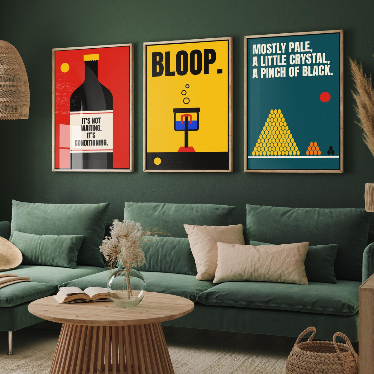 Home Brewing Quotes Set of Three Art Prints - 3 Retro Bauhaus Beer Brewer Posters - Minimalist Kitchen Wall Art Illustration V2