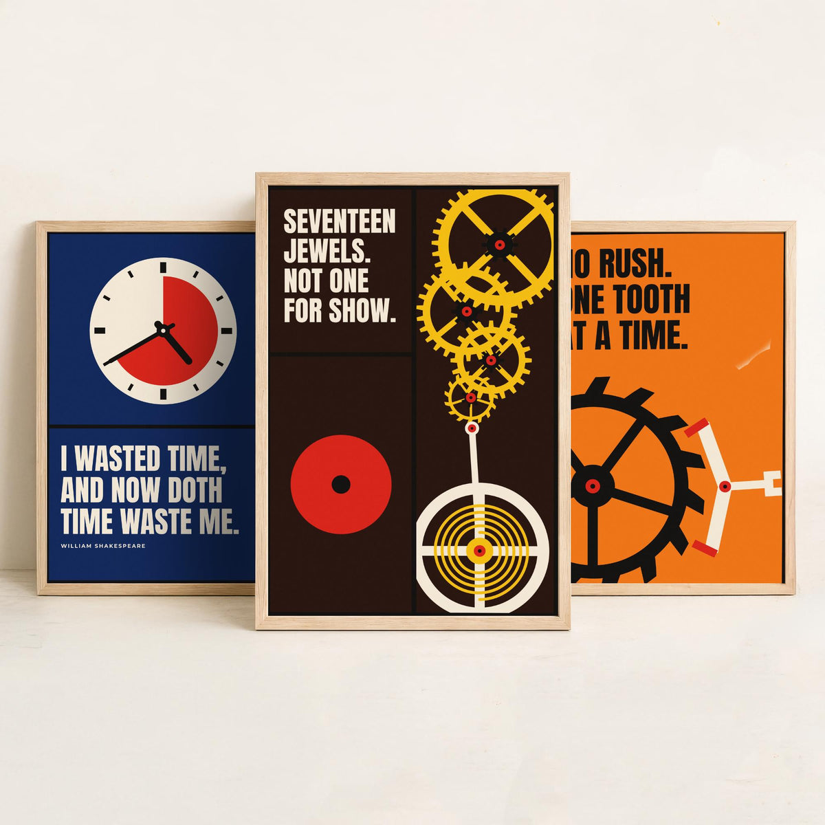 Horology Quotes Set of Three Art Prints - 3 Bauhaus Watchmaking Posters - Minimalist Craft Wall Art Illustration V1