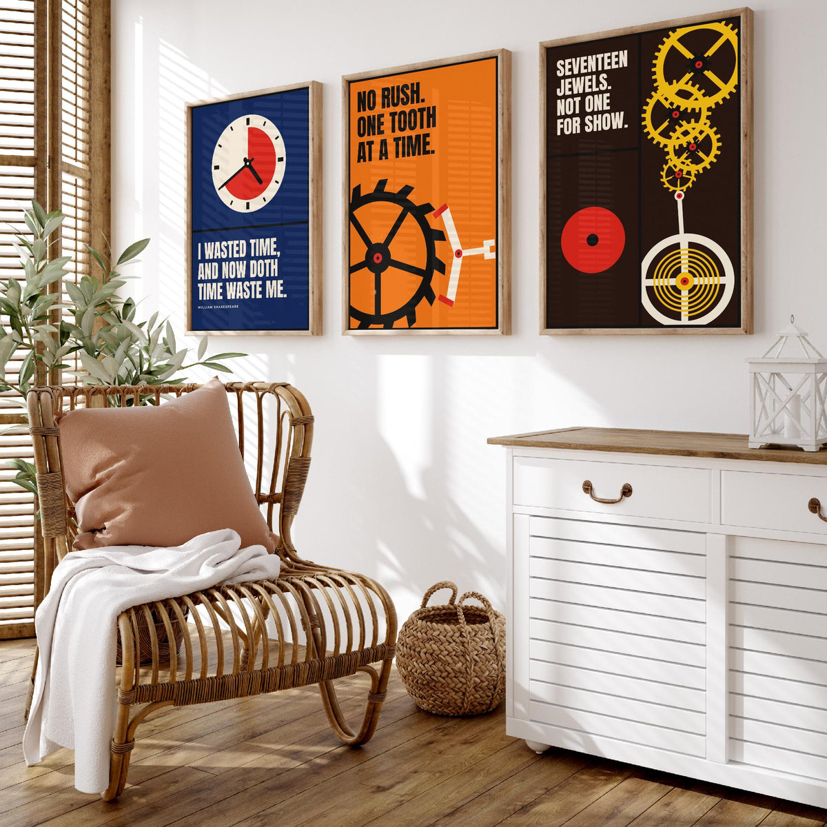 Horology Quotes Set of Three Art Prints - 3 Bauhaus Watchmaking Posters - Minimalist Craft Wall Art Illustration V1