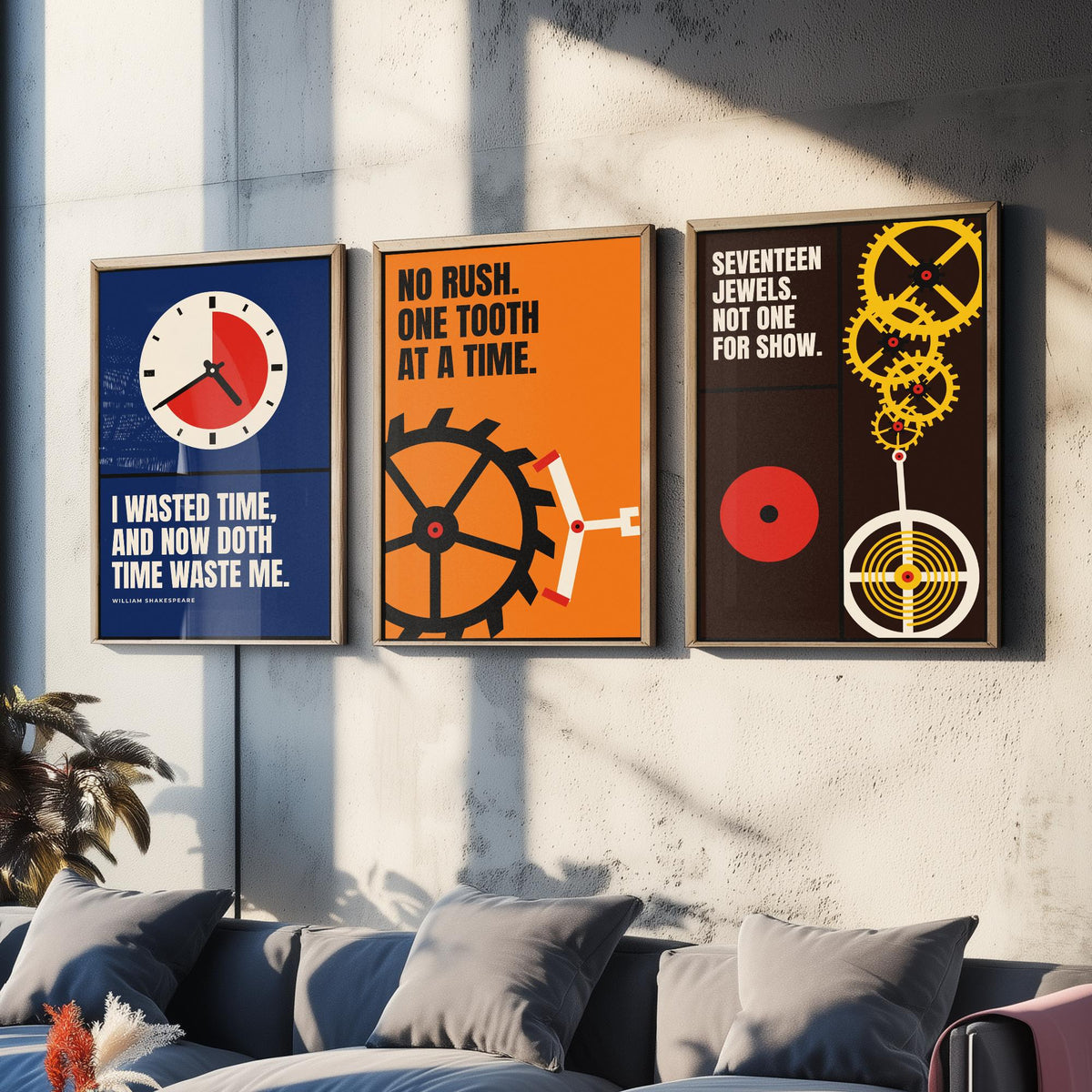 Horology Quotes Set of Three Art Prints - 3 Bauhaus Watchmaking Posters - Minimalist Craft Wall Art Illustration V1