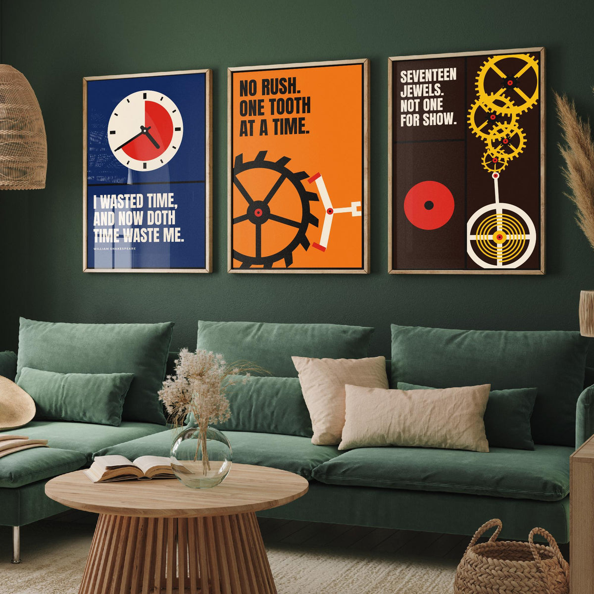 Horology Quotes Set of Three Art Prints - 3 Bauhaus Watchmaking Posters - Minimalist Craft Wall Art Illustration V1
