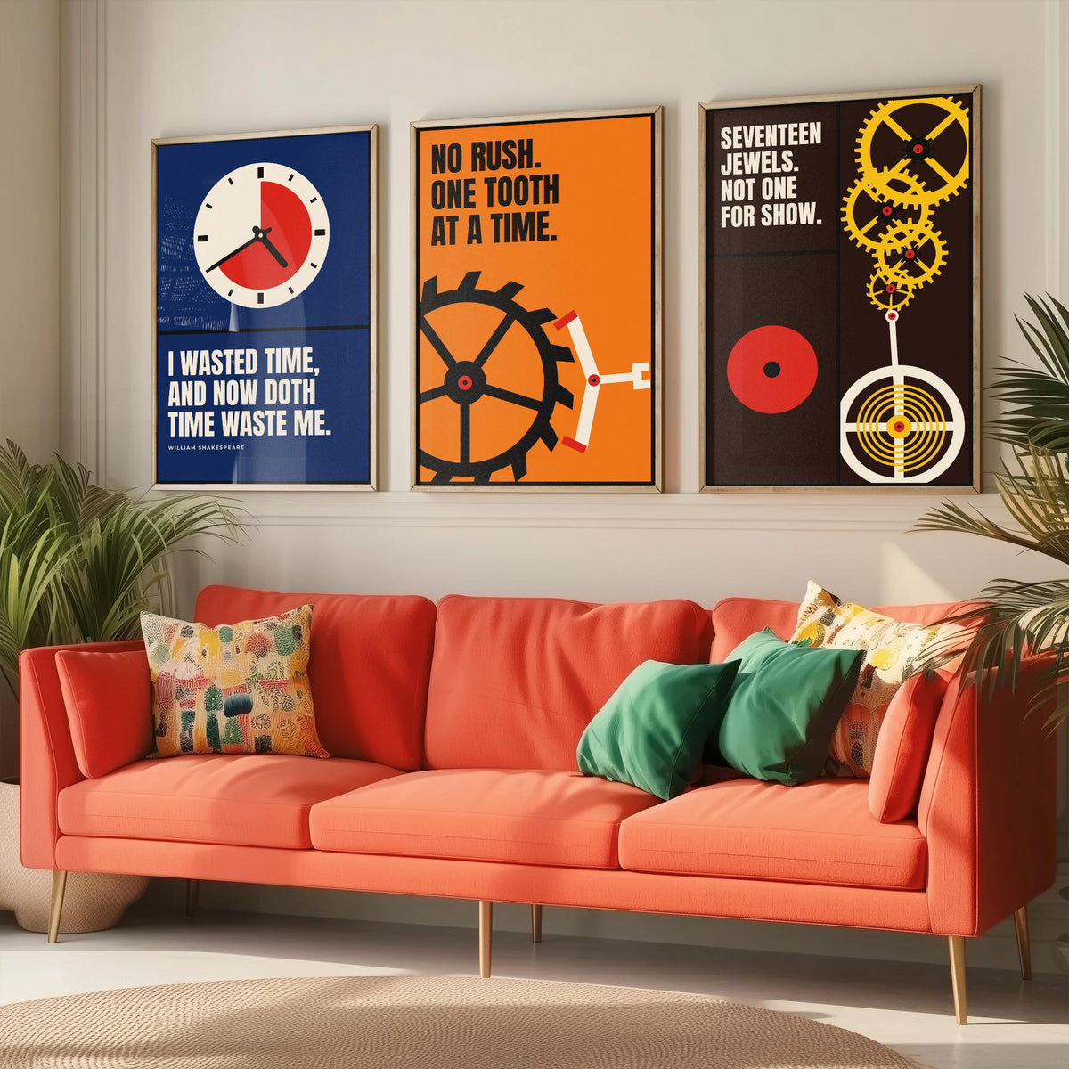 Horology Quotes Set of Three Art Prints - 3 Bauhaus Watchmaking Posters - Minimalist Craft Wall Art Illustration V1