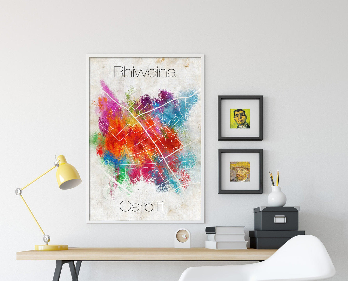 Rhiwbina (Cardiff, Wales) Street Map - Original Art Print - Poster Watercolor Illustration Wall Art Home Decor Gift