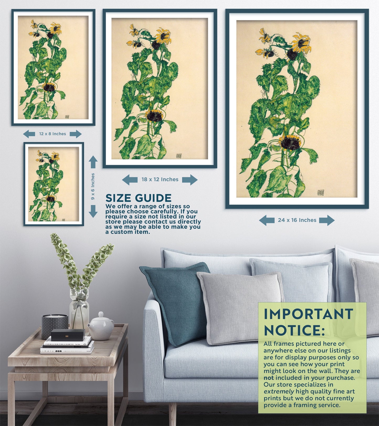 Egon Schiele Drawings - Set of Three Illustrations - Set of 3 Paintings - Sunflowers Artwork - Sun Tree Poster - Chair Sketch - Set of 3