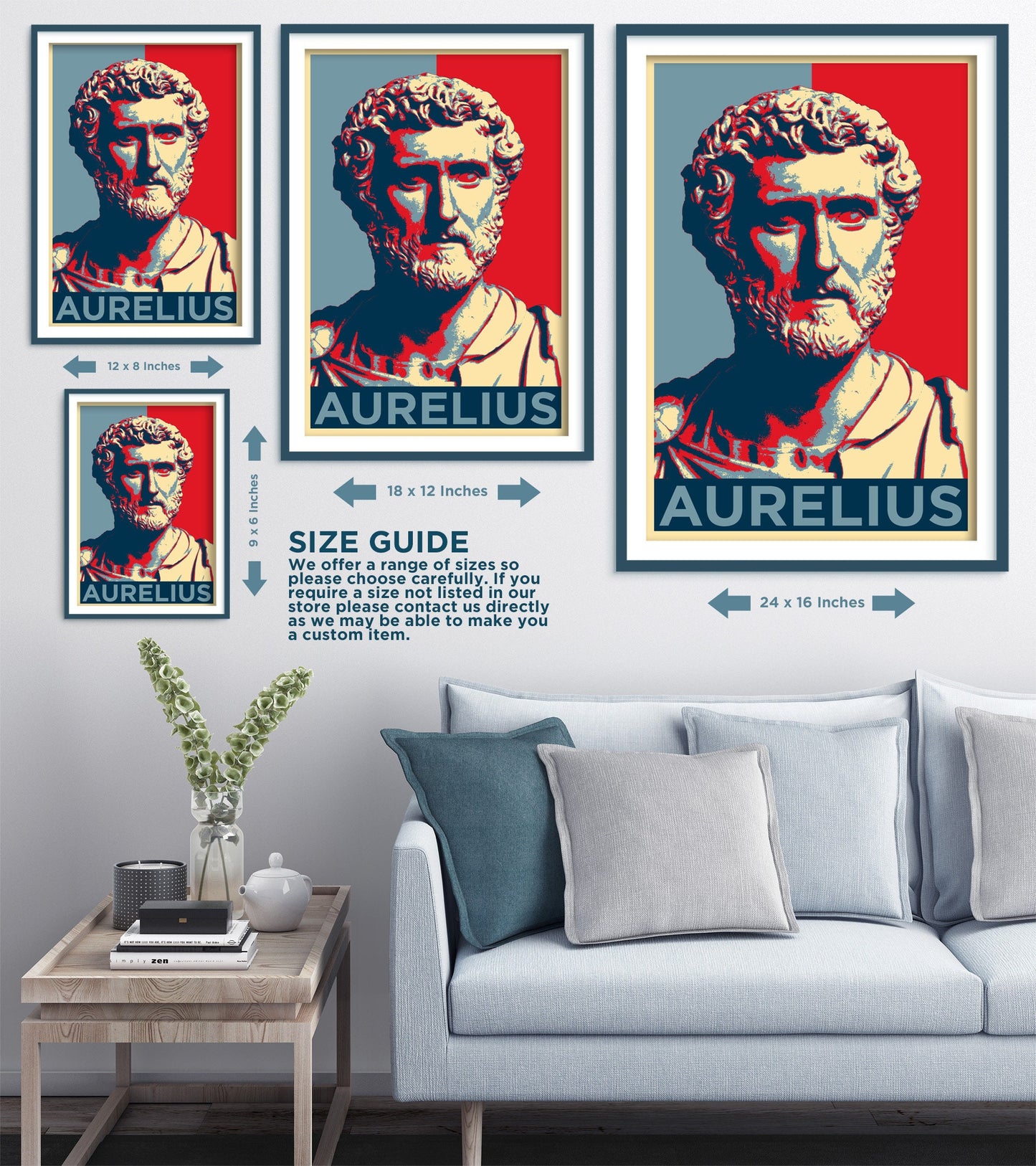 Set of Three Stoic Philosopher Prints - 3 Stoicism Posters - Photo Wall Art Gift Giclée Museum Quality - Marcus Aurelius, Epictetus, Seneca